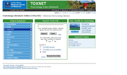 Screenshot di TOXNET