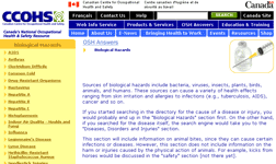 Screenshot di Biological Hazards (CCOHS)