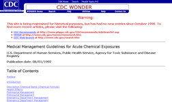 Screenshot di Medical Management Guidelines for Acute Chemical Exposures